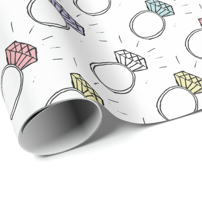 Illustrerad Diamond Ringar Mönster Presentpapper (Rullad Hörn)