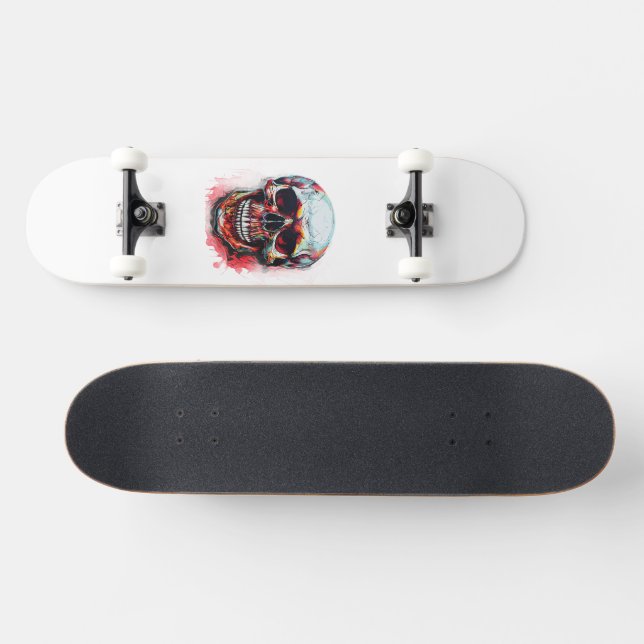 Illustrerad Dödskalle Mini Skateboard Bräda 18,5 Cm (Horz)