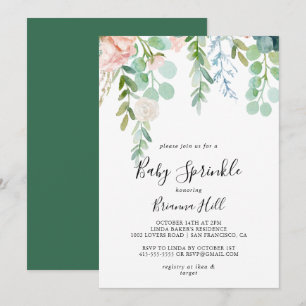 Illustrerad färgfull Tropical Blommigt Baby Sprink Inbjudningar