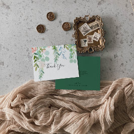 Illustrerad Färgrik Tropisk Blommig Platt Bröllop Tack Kort