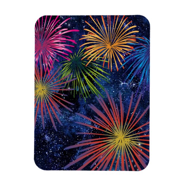 Illustrerad Fireworks Magnet Mörk Himlar (Vertikal)