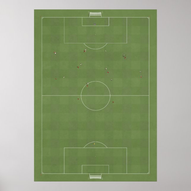 Illustrerad fotbollsplan uppifrån poster (Framsidan)
