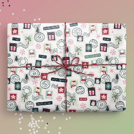 Illustrerad Frimärke för julbrev Presentpapper