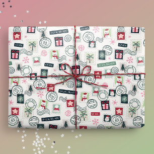 Illustrerad Frimärke för julbrev Presentpapper