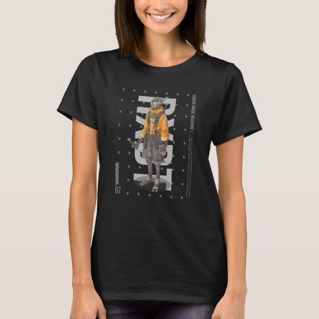 Illustrerad Futuristisk Mänsklig Robot T Shirt (Framsida)