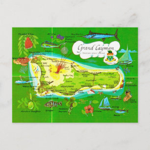 Illustrerad Grand Cayman-karta Vykort
