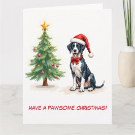 Illustrerad Great dane och Julgran Kort