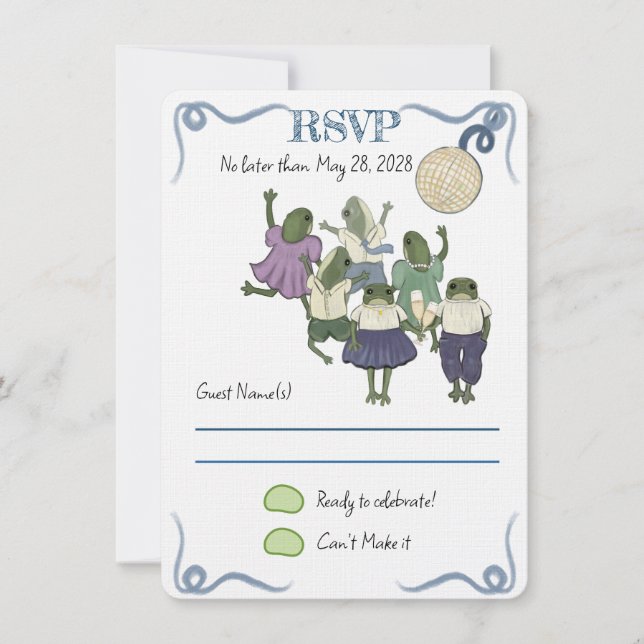 Illustrerad grodor RSVP-kort (Framsida)