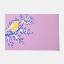 Illustrerad Gult Bird på Rosa