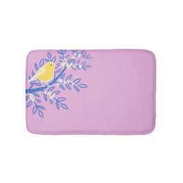 Illustrerad Gult Bird på Rosa Badrumsmatta