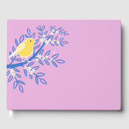 Illustrerad Gult Bird på Rosa Gästböcker