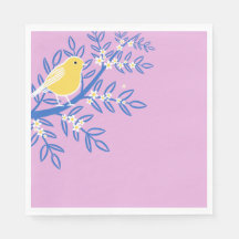 Illustrerad Gult Bird på Rosa