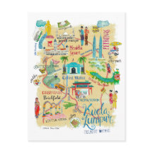 Illustrerad Gult Travel Karta Kuala Lumpur