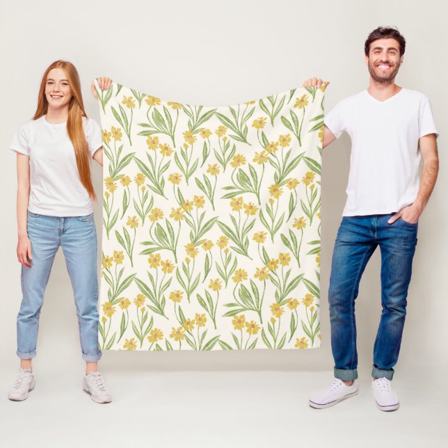 Illustrerad Gult Vild Konblomma Mönster Fleecefilt (På plats)