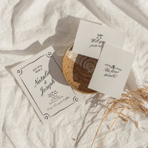 Illustrerad Hand plockade vismisk cute Bröllop Inbjudningar