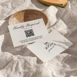 Illustrerad Hand-skriven unik QR-kod Bröllop OSA Kort