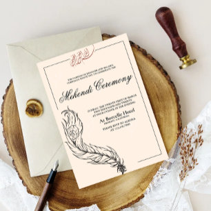 illustrerad handdragen påk Arabian Mehndi Inbjudningar