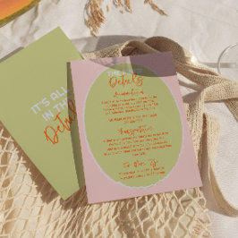 Illustrerad handskriven Quirky Roligt Bröllop-info Tilläggskort