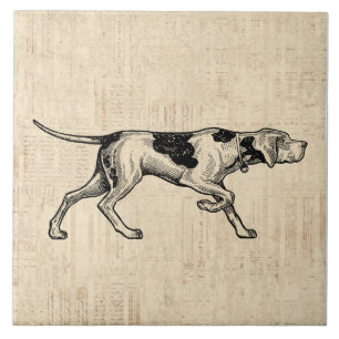 Illustrerad Hund Art med ett skript Stil Kakelplatta