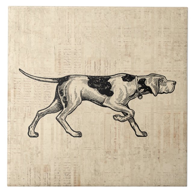 Illustrerad Hund Art med ett skript Stil Kakelplatta (Framsidan)