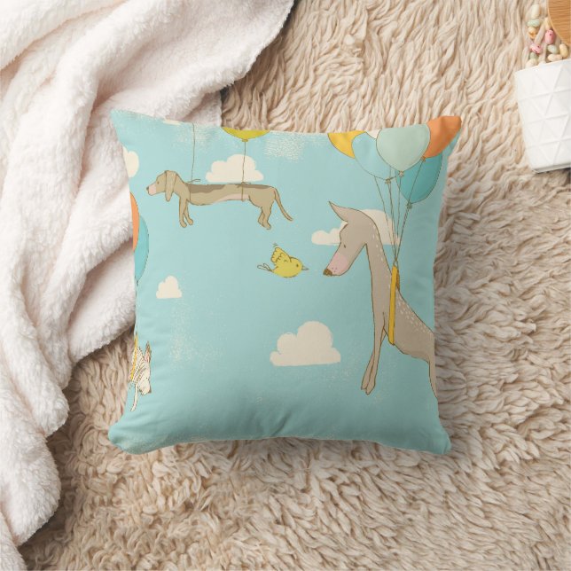 Illustrerad Hundar Bedroom Decor-för barn Kudde (Filt)