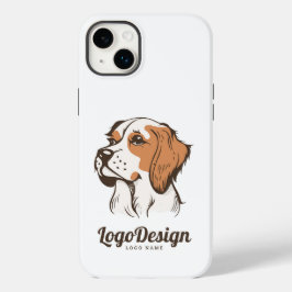 Illustrerad hundlogotyp med en brun och vit