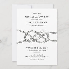 Illustrerad inbjudan till Knot-bröllop - svart