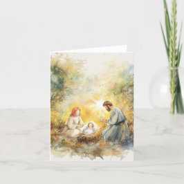 Illustrerad julkrubba I tom insida Helgkort