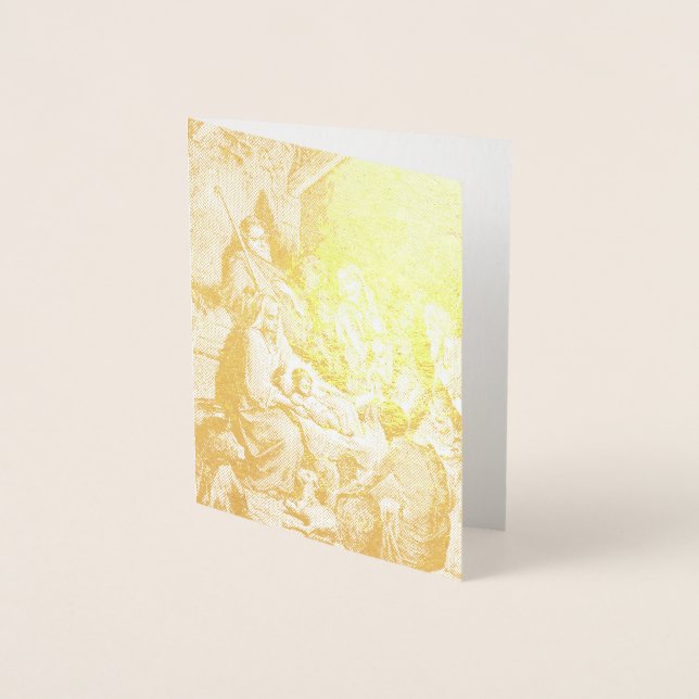 Illustrerad julverksscen folierat kort (Framsida)