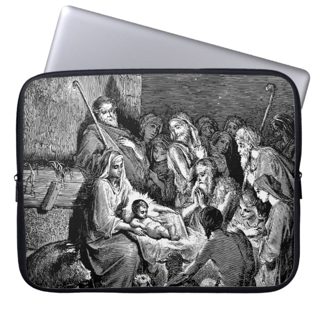 Illustrerad julverksscen laptop fodral (Framsidan)