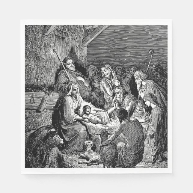 Illustrerad julverksscen pappersservett (Framsidan)