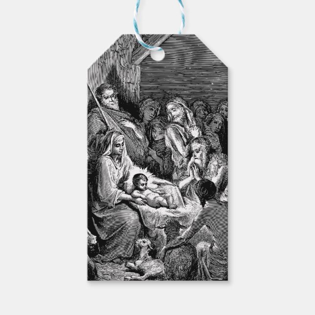 Illustrerad julverksscen presentetikett (Framsidan)