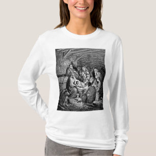 Illustrerad julverksscen t shirt