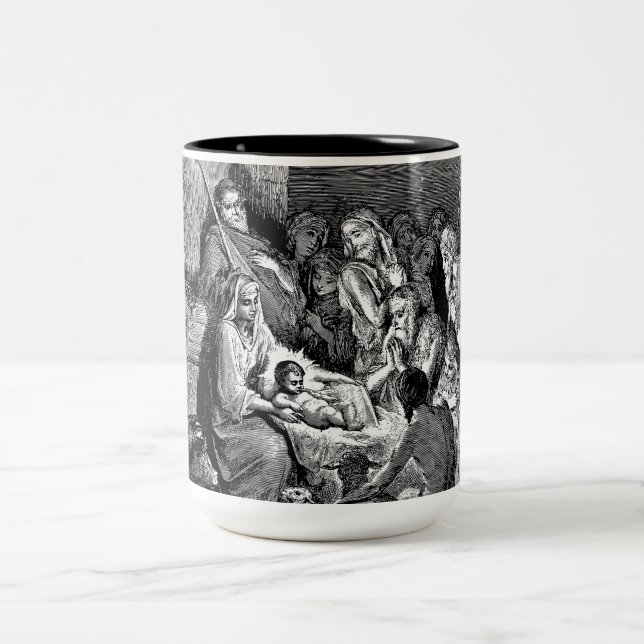 Illustrerad julverksscen Två-Tonad mugg (Center)