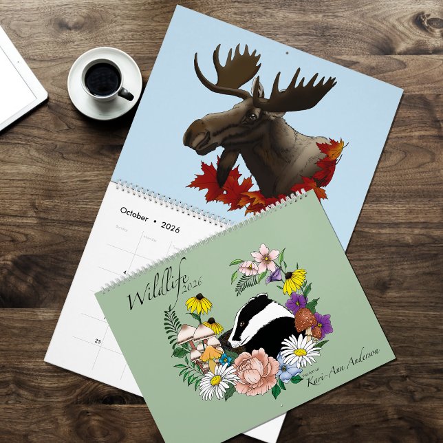 Illustrerad kalender för vilda djur 2026 (Skapare uppladdad)