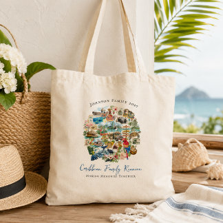 Illustrerad karibisk familjeåterträff Totebag Tygkasse