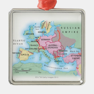 Illustrerad karta av Europa Julgransprydnad Metall