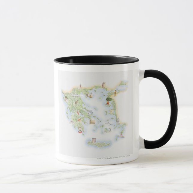 Illustrerad karta av forntida Grekland Mugg (Höger)