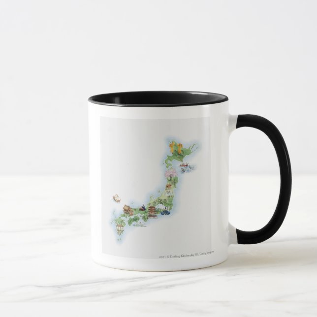 Illustrerad karta av forntida Japan Mugg (Höger)