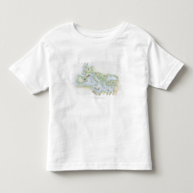 Illustrerad karta av romerskt välde tee shirt (Framsida)