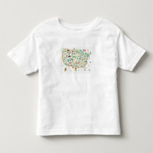 Illustrerad karta av USA Tee Shirt