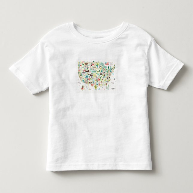Illustrerad karta av USA Tee Shirt (Framsida)
