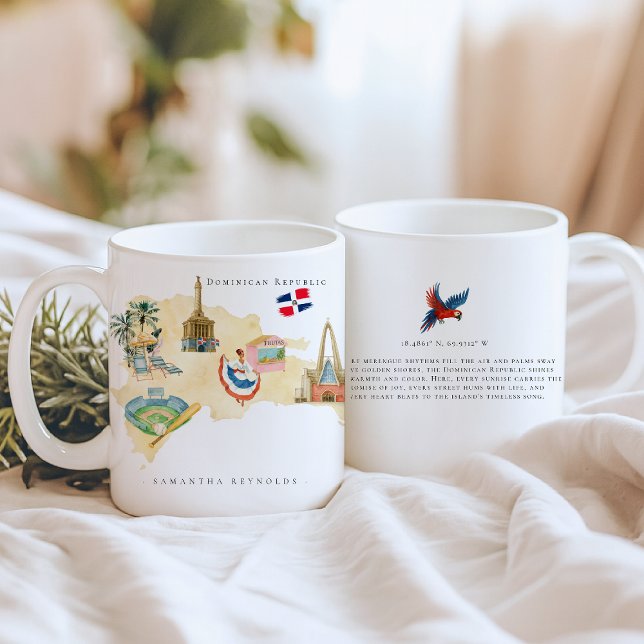 Illustrerad karta Dominikanska republiken | Monogr Kaffemugg (Skapare uppladdad)
