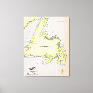Illustrerad karta från Newfoundland. Canvastryck