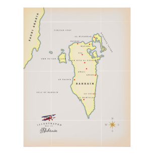 Illustrerad Karta i Bahrain Fototryck