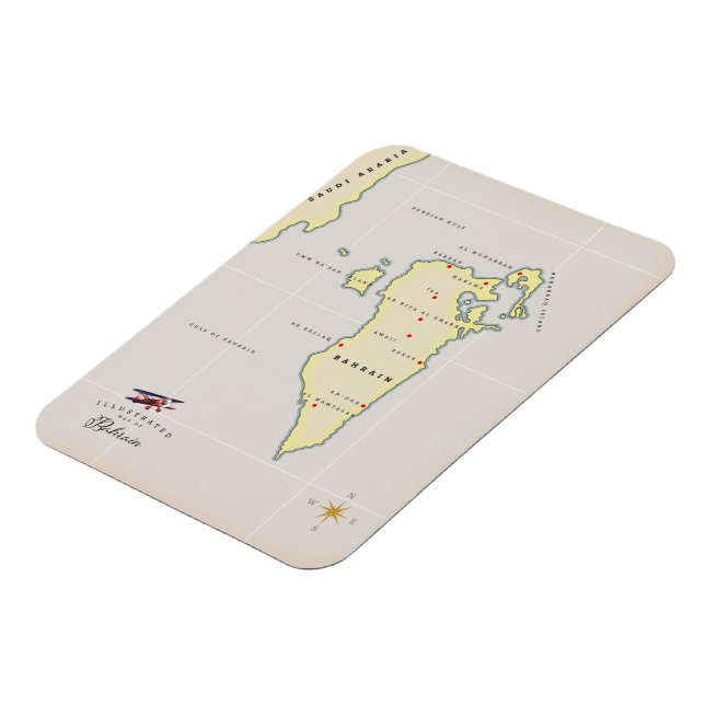 Illustrerad Karta i Bahrain Magnet (Vänstra Sidan)