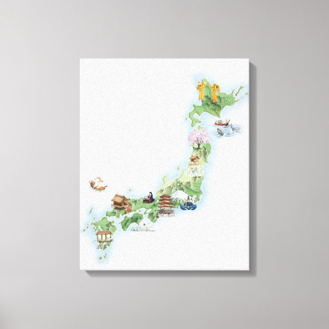 Illustrerad karta i det gamla Japan Canvastryck (Framsida)