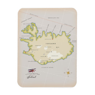 Illustrerad karta i Island Magnet