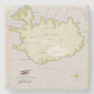 Illustrerad karta i Island Stenunderlägg