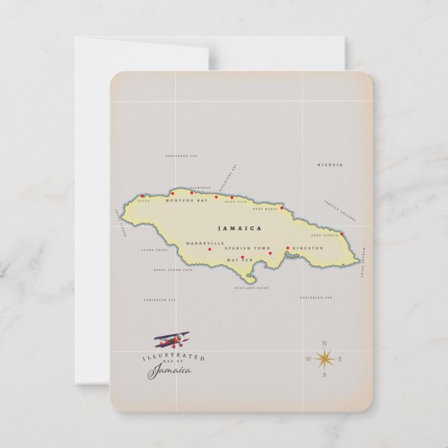 Illustrerad karta i Jamaica. (Baksida)